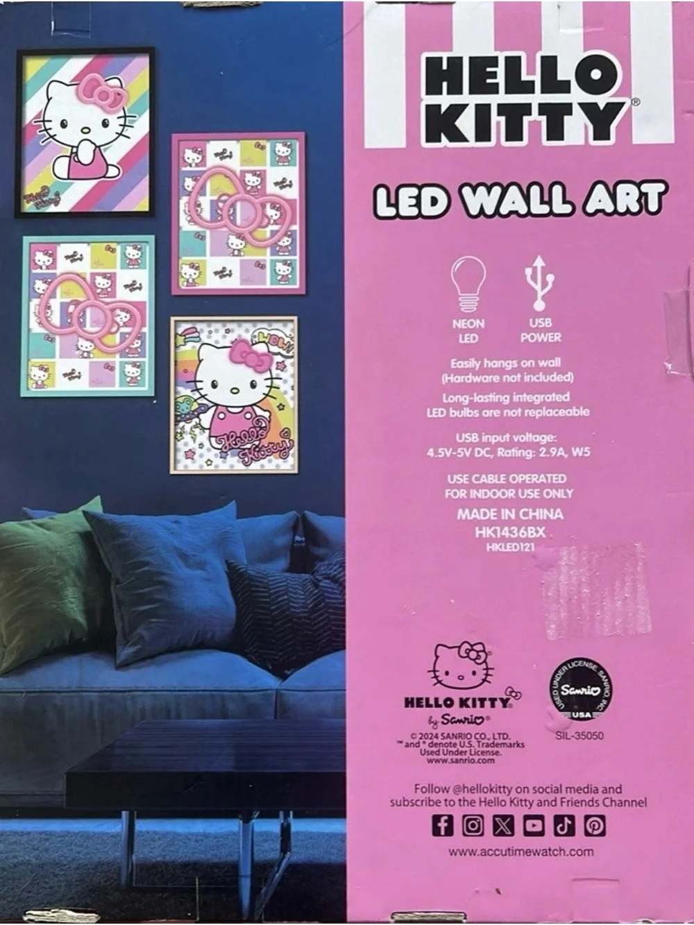 🎀 HELLO KITTY LED WALL ART – 15” x 11” 🎀